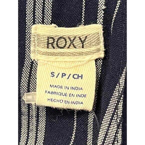Roxy Sandy Break Stripe Romper Adjustable Strap Blue Shorts Sleeveless NWT New - Picture 7 of 9